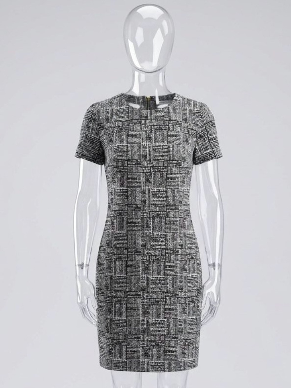 Calvin Klein Black and White Patterned Shift Midi Dress- excellent condition